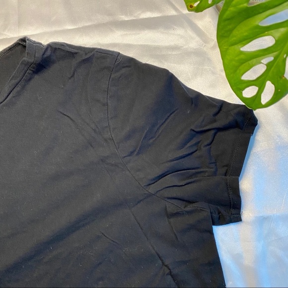 ASOS Black T-Shirt Top Ribbed Lose Fitted Size Large - Picture 4 of 5